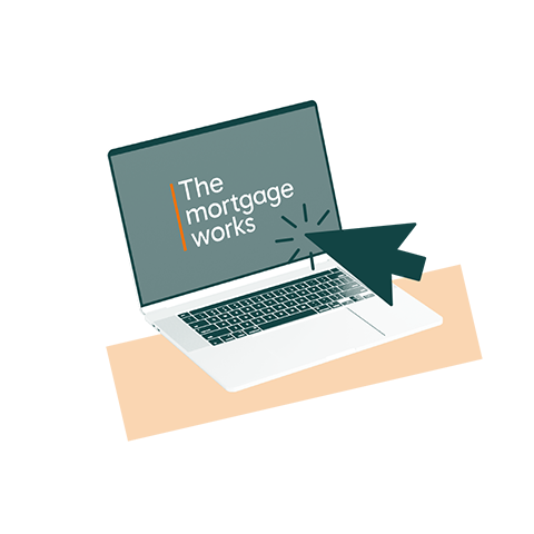 illustration of laptop with The Mortgage Works logo