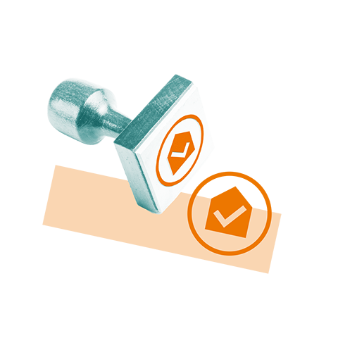 Illustration of stamp with a tick